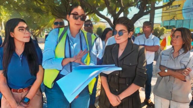 Carolina Mejía supervisa remozamiento del parque Núñez de Cáceres y pide apoyo a DIGESETT