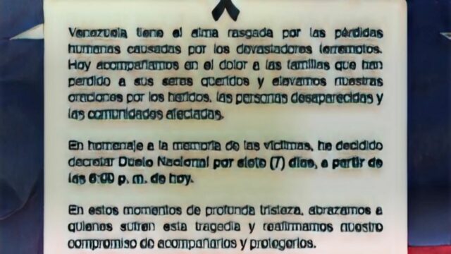 Delcy Rodríguez decreta siete días de luto nacional en Venezuela por víctimas del doble terremoto